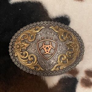 Ariat Ornate Belt Buckle with Gold and Silver Design